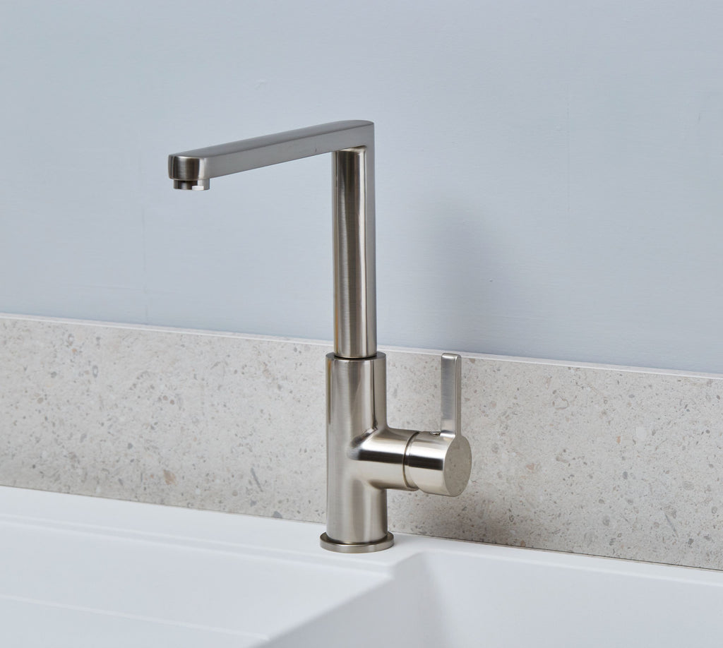 Clifford Square 90 degree Single Lever Tap - Brushed Nickel
