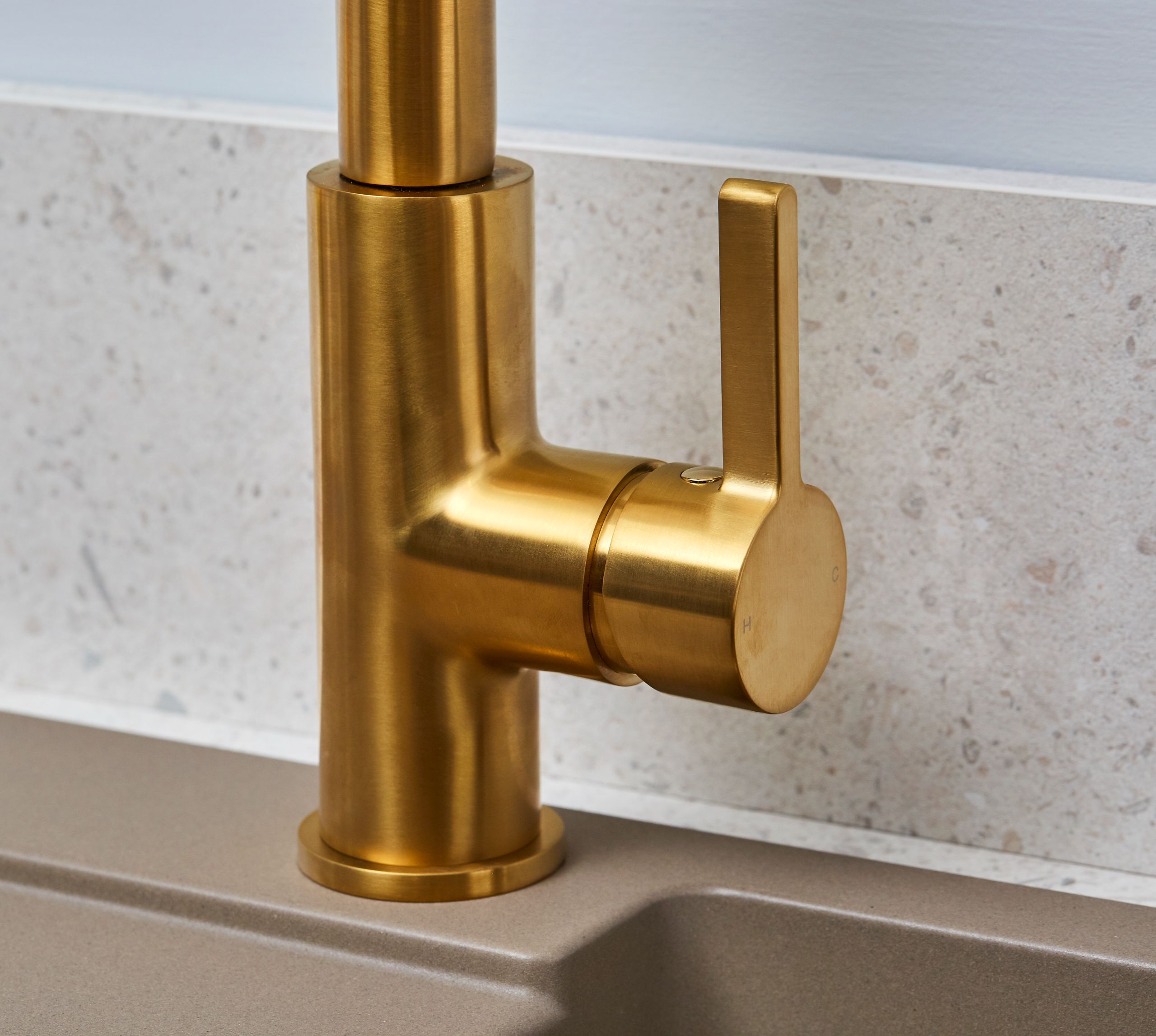 Clifford Square 90 degree Single Lever Tap - Brushed Brass