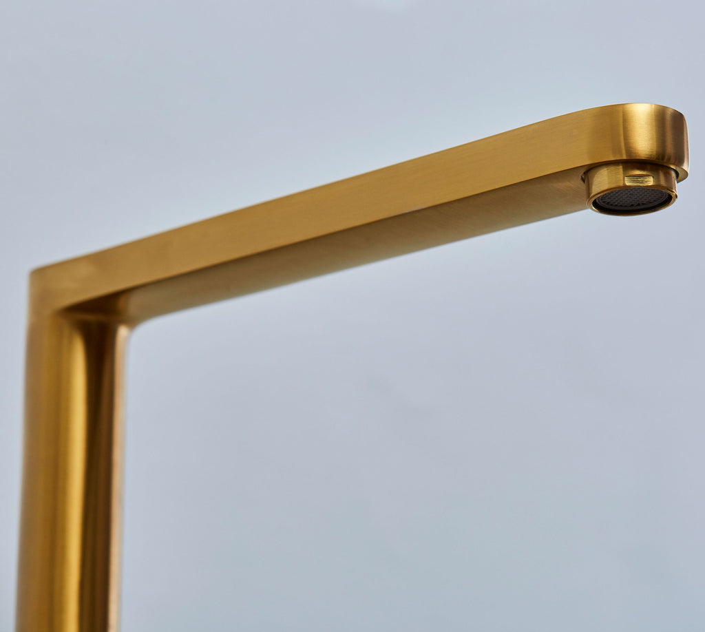 Clifford Square 90 degree Single Lever Tap - Brushed Brass