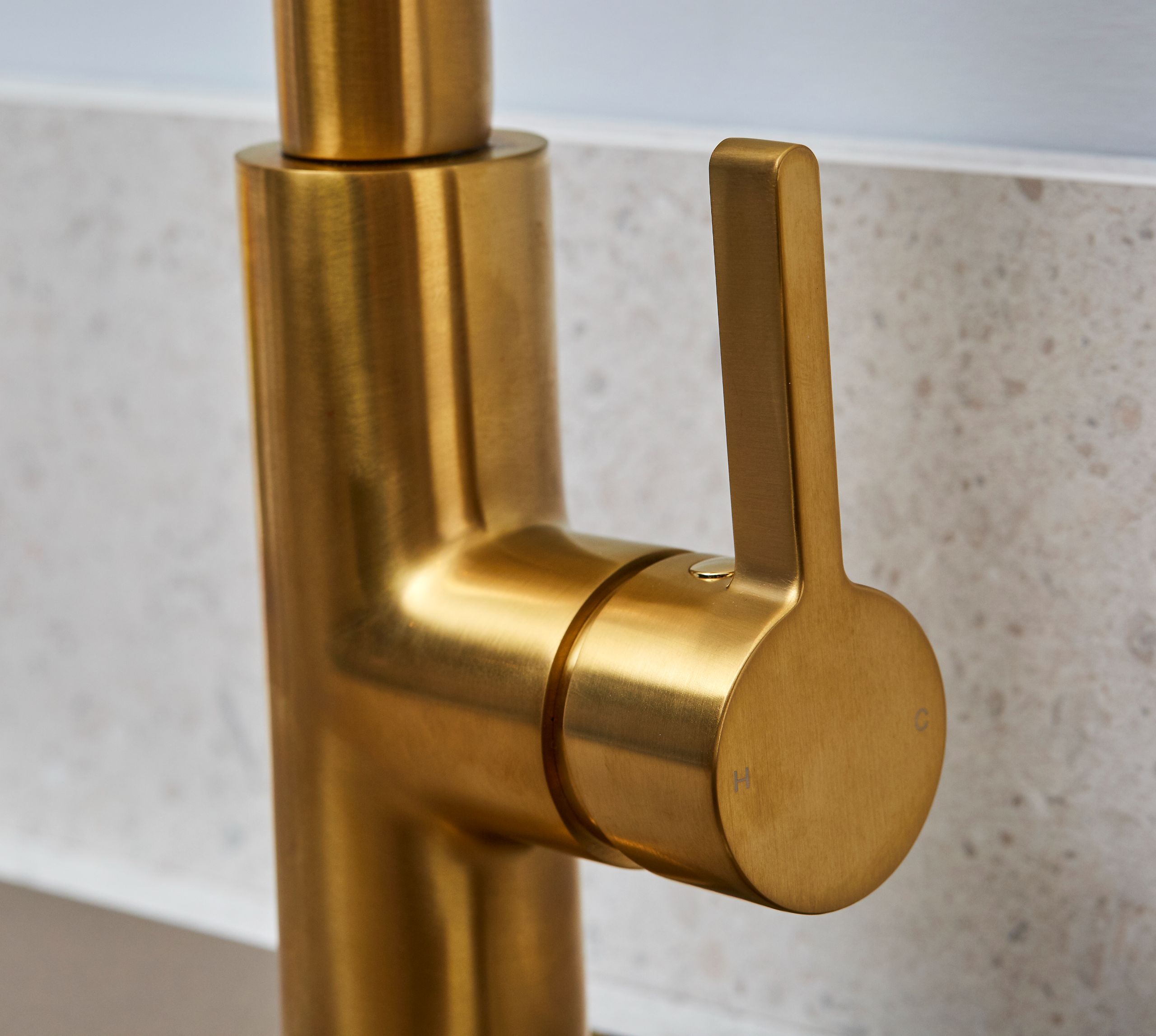 Clifford Square 90 degree Single Lever Tap - Brushed Brass