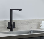Ayton Mono Bloc Twin Flat Lever with Square Spout - Matt Black