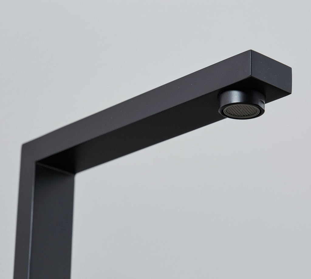 Ayton Mono Bloc Twin Flat Lever with Square Spout - Matt Black