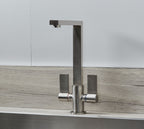 Ayton Mono Bloc with twin Flat Handles and Square spout - Brushed Nickel