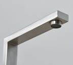 Ayton Mono Bloc with twin Flat Handles and Square spout - Brushed Nickel