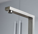 Ayton Mono Bloc with twin Flat Handles and Square spout - Brushed Nickel