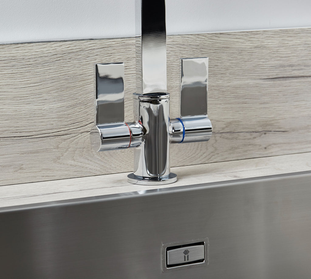 Ayton Mono Bloc Twin Flat Handle Square Spout - Chrome