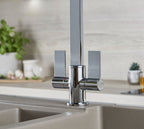 Ayton Mono Bloc Twin Flat Handle Square Spout - Chrome