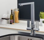 Ayton Mono Bloc Twin Flat Handle Square Spout - Chrome