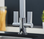 Ayton Mono Bloc Twin Flat Handle Square Spout - Chrome
