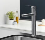 Aysgarth Mono Bloc Single Top Lever, Round Body Tap - Chrome