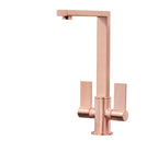 Ayton Mono Bloc Twin Flat Lever with Square Spout - Copper