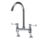 Traditional Bridge white cermaic levers sink mixer tap - Chrome