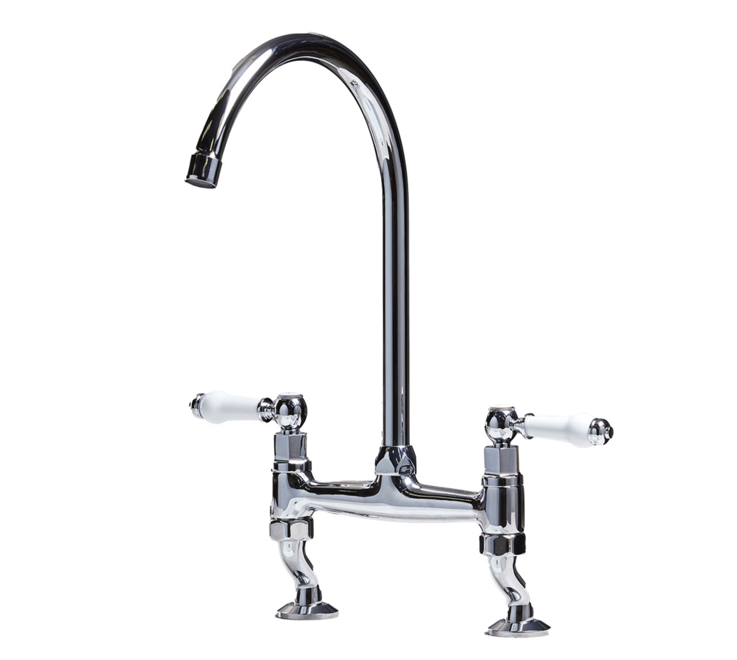 Traditional Bridge white cermaic levers sink mixer tap - Chrome
