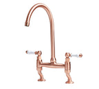 Traditional Bridge white ceramic lever sink mixer tap - Copper