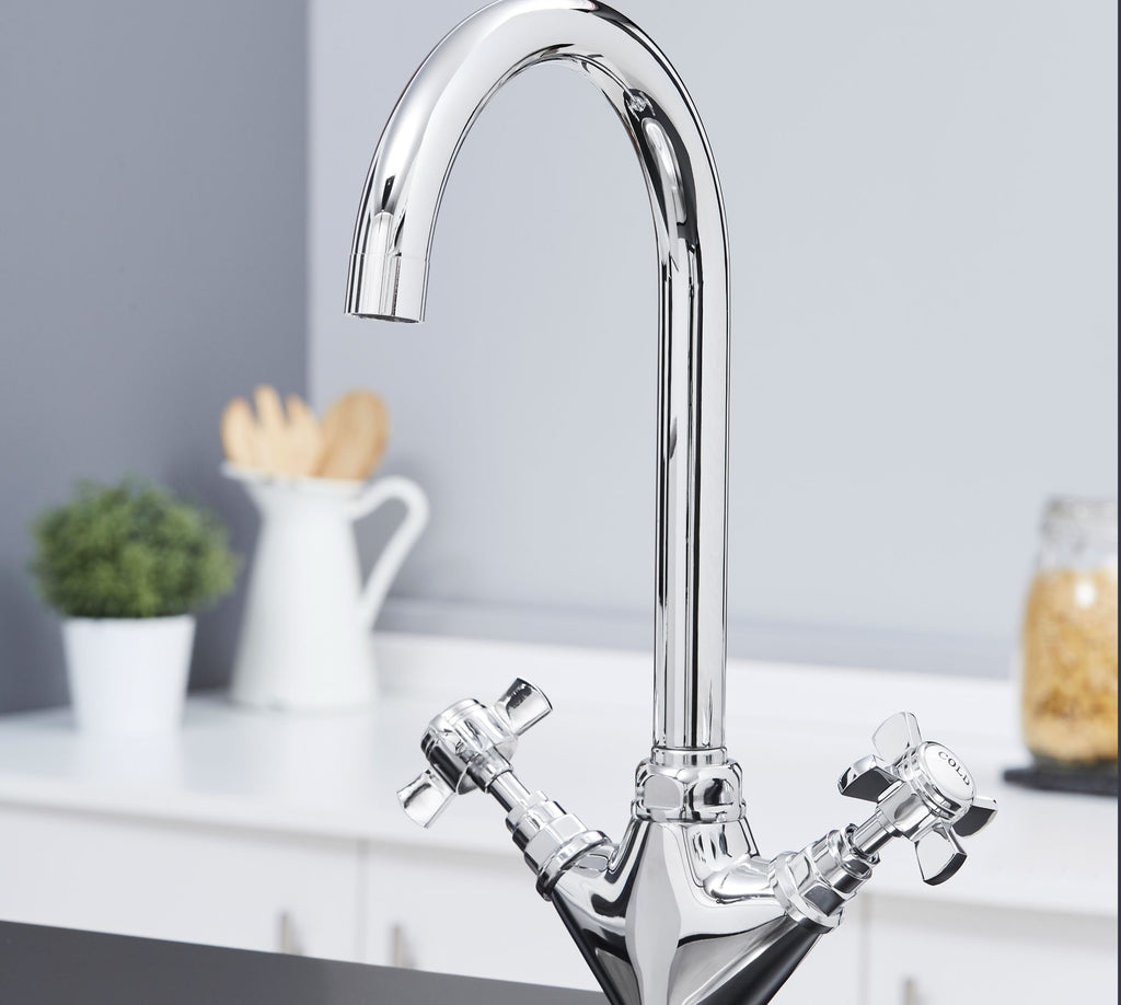 Colonial Twin Handle Mono Bloc tap - Chrome
