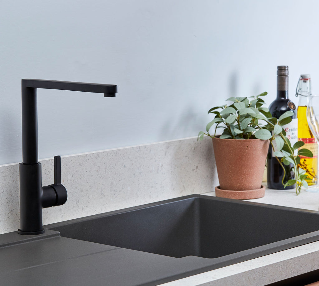 Clifford Square 90 degree Single Lever Tap - Matt Black