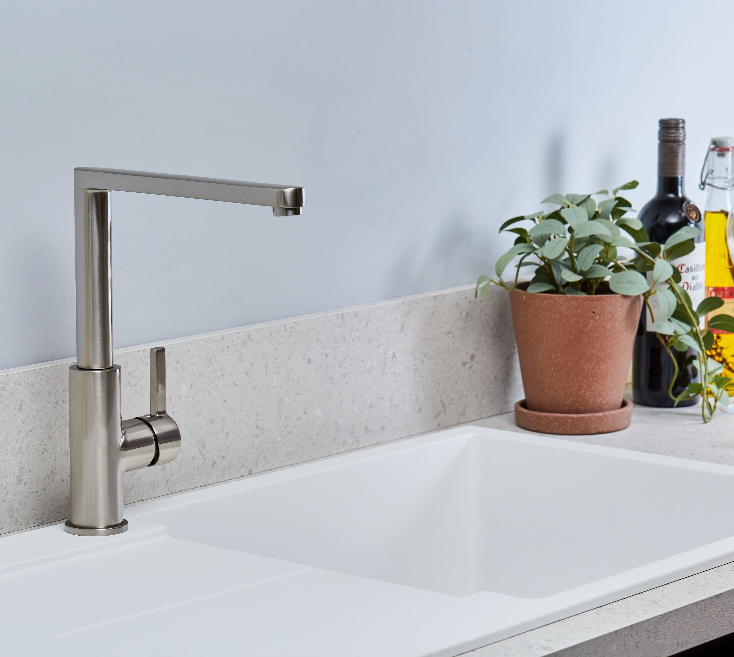 Clifford Square 90 degree Single Lever Tap - Brushed Nickel