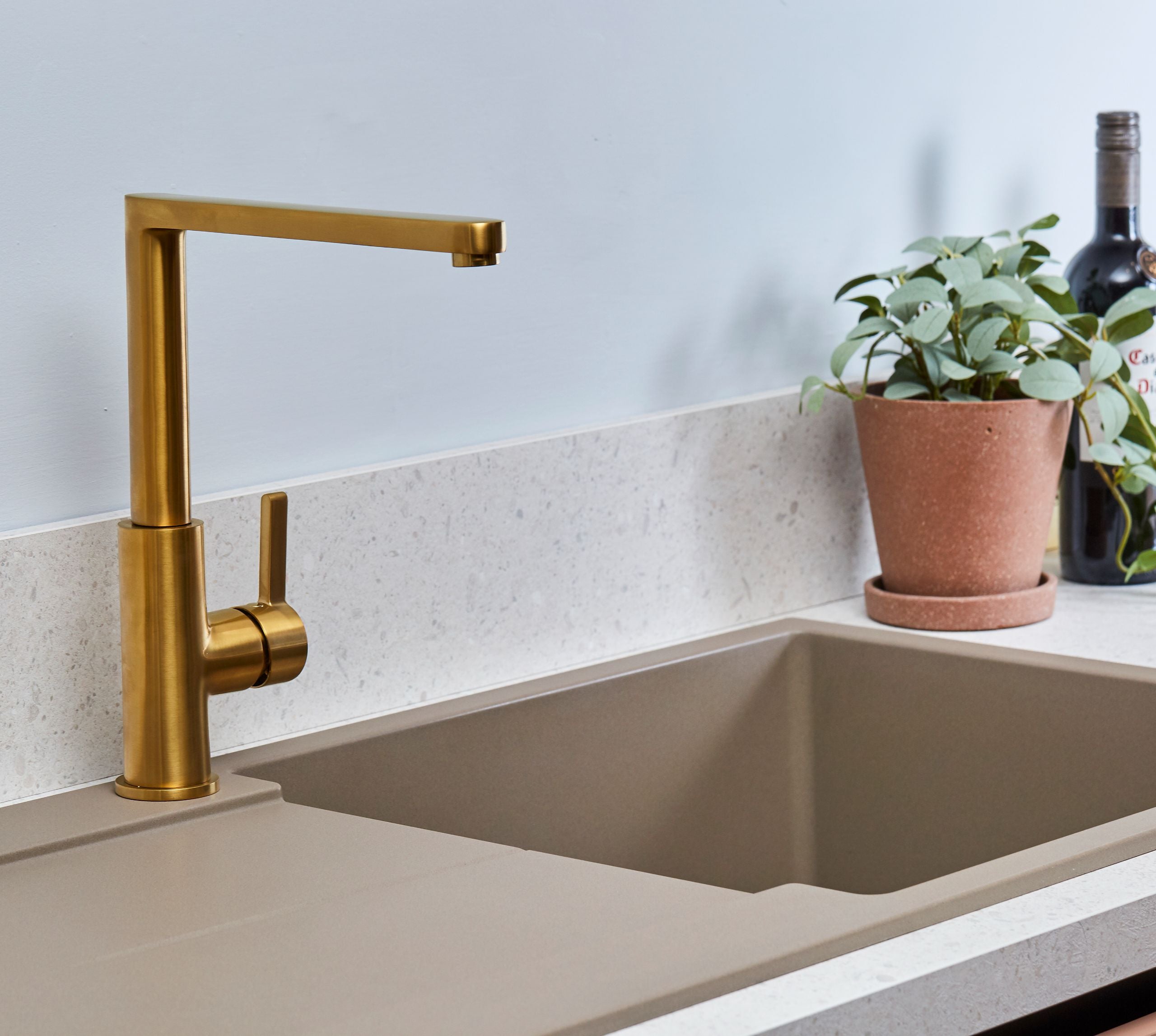 Clifford Square 90 degree Single Lever Tap - Brushed Brass
