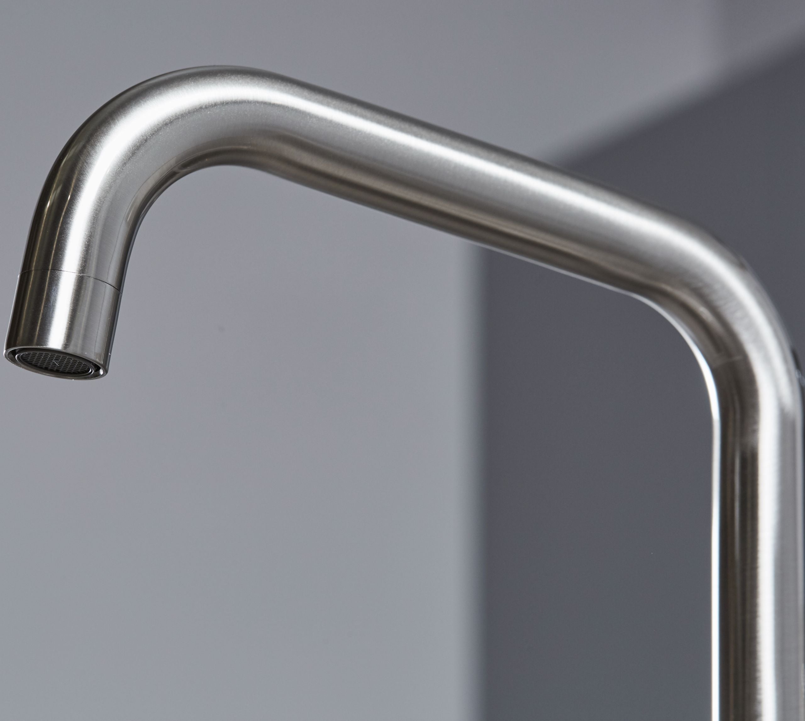 Malton Mono Bloc Twin Flat Lever Handles with Round D shape Spout - Brushed Nickel