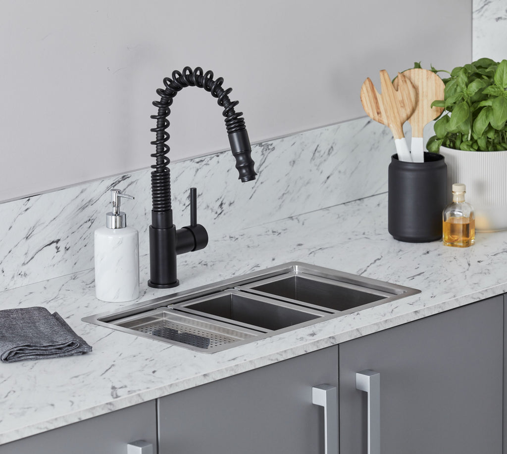 Durham Single Lever Flexi Swan Neck Mono Bloc Tap - Matt Black