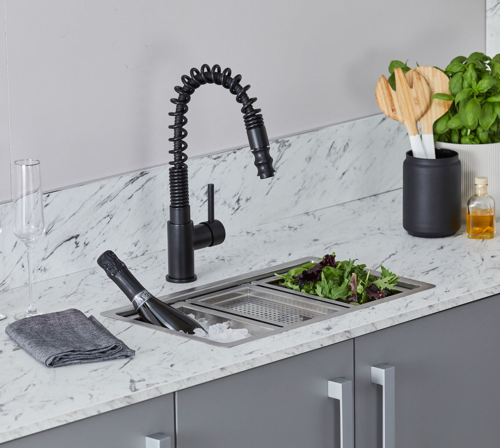 Durham Single Lever Flexi Swan Neck Mono Bloc Tap - Matt Black