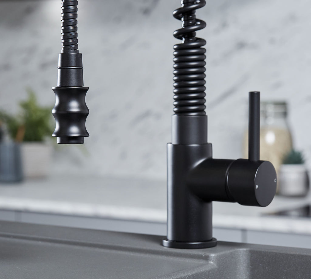 Durham Single Lever Flexi Swan Neck Mono Bloc Tap - Matt Black