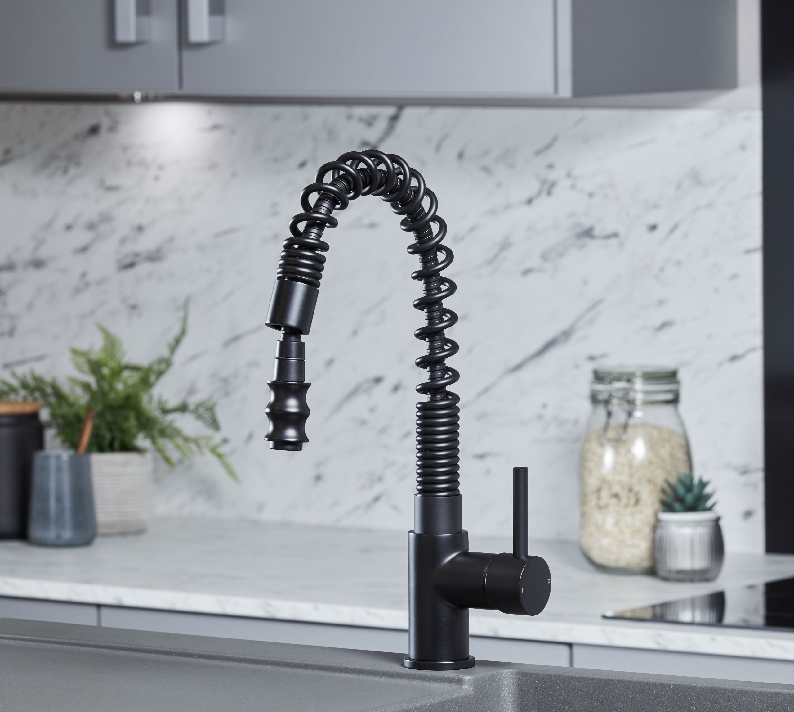 Durham Single Lever Flexi Swan Neck Mono Bloc Tap - Matt Black