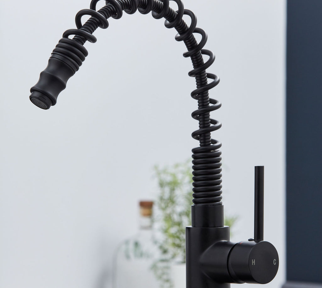 Durham Single Lever Flexi Swan Neck Mono Bloc Tap - Matt Black