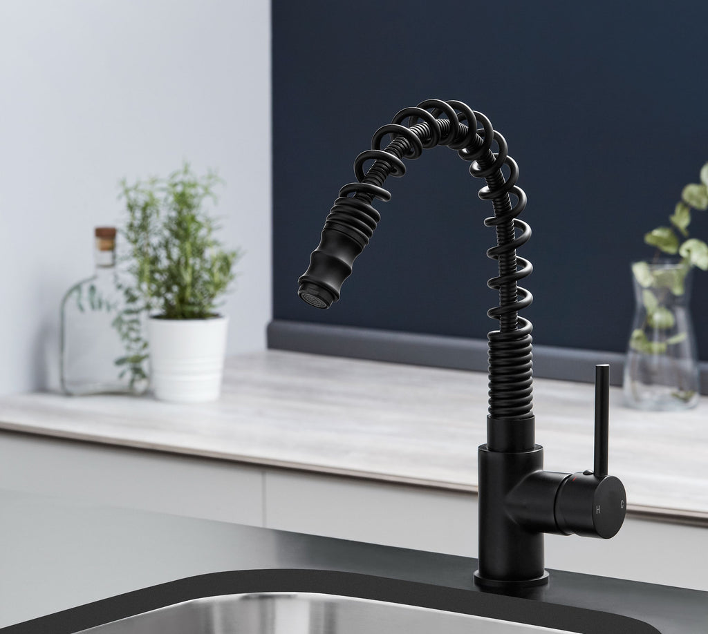 Durham Single Lever Flexi Swan Neck Mono Bloc Tap - Matt Black