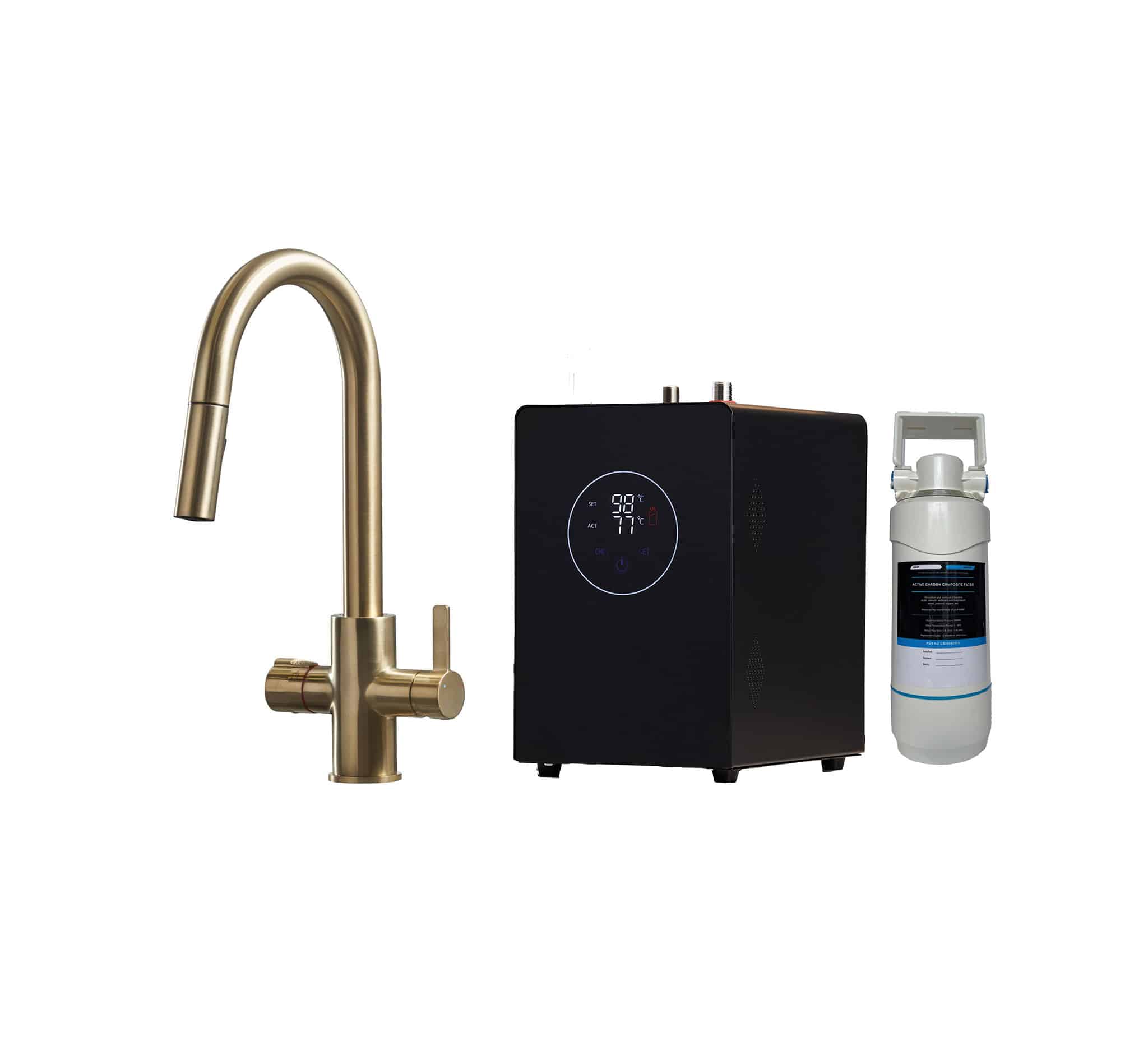 Platinum 4-in-1 Pull-Out: Swan Neck - Brushed Gold