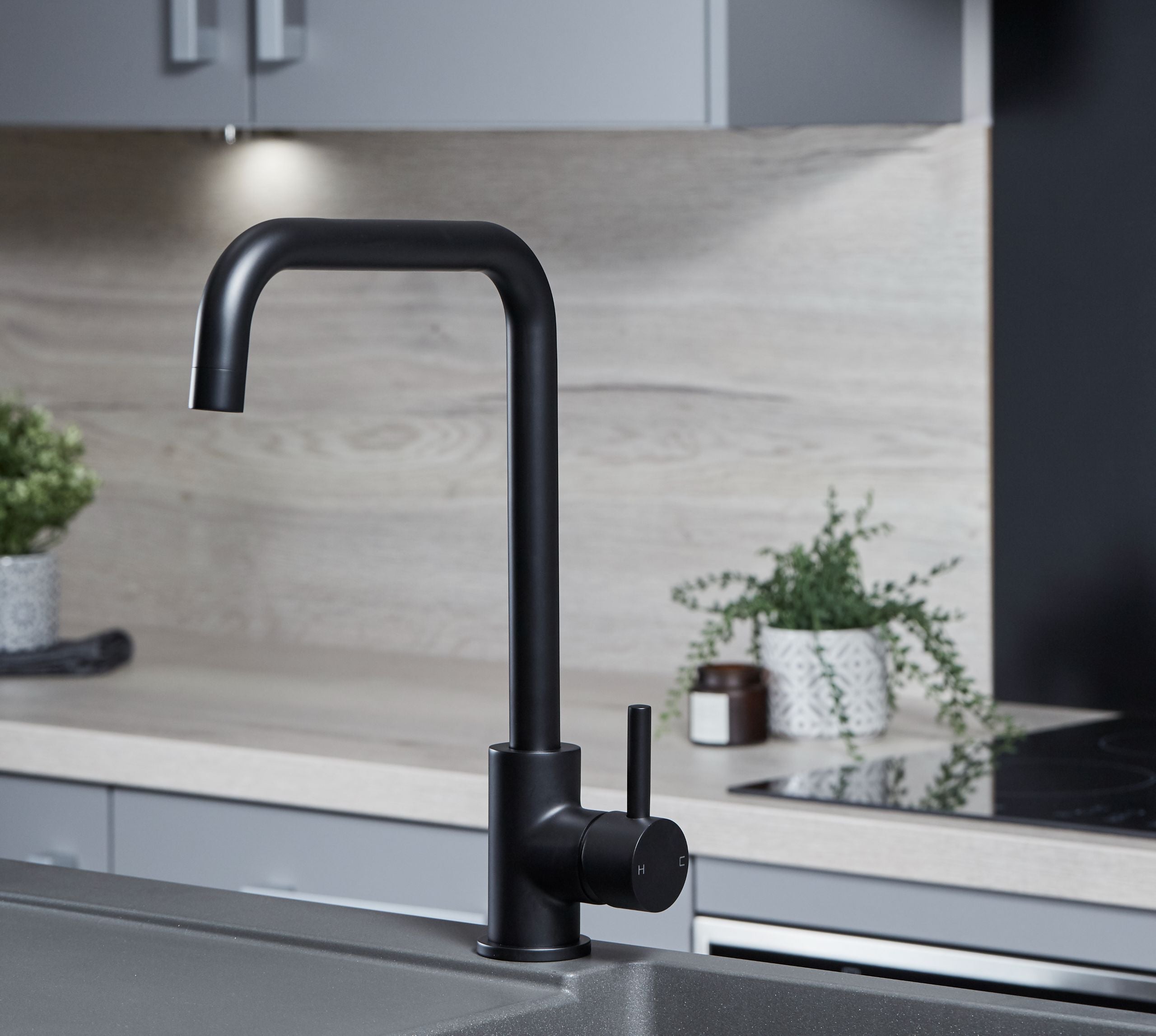 Elera D Single Lever D Shaped Mono Bloc Tap - Matt Black