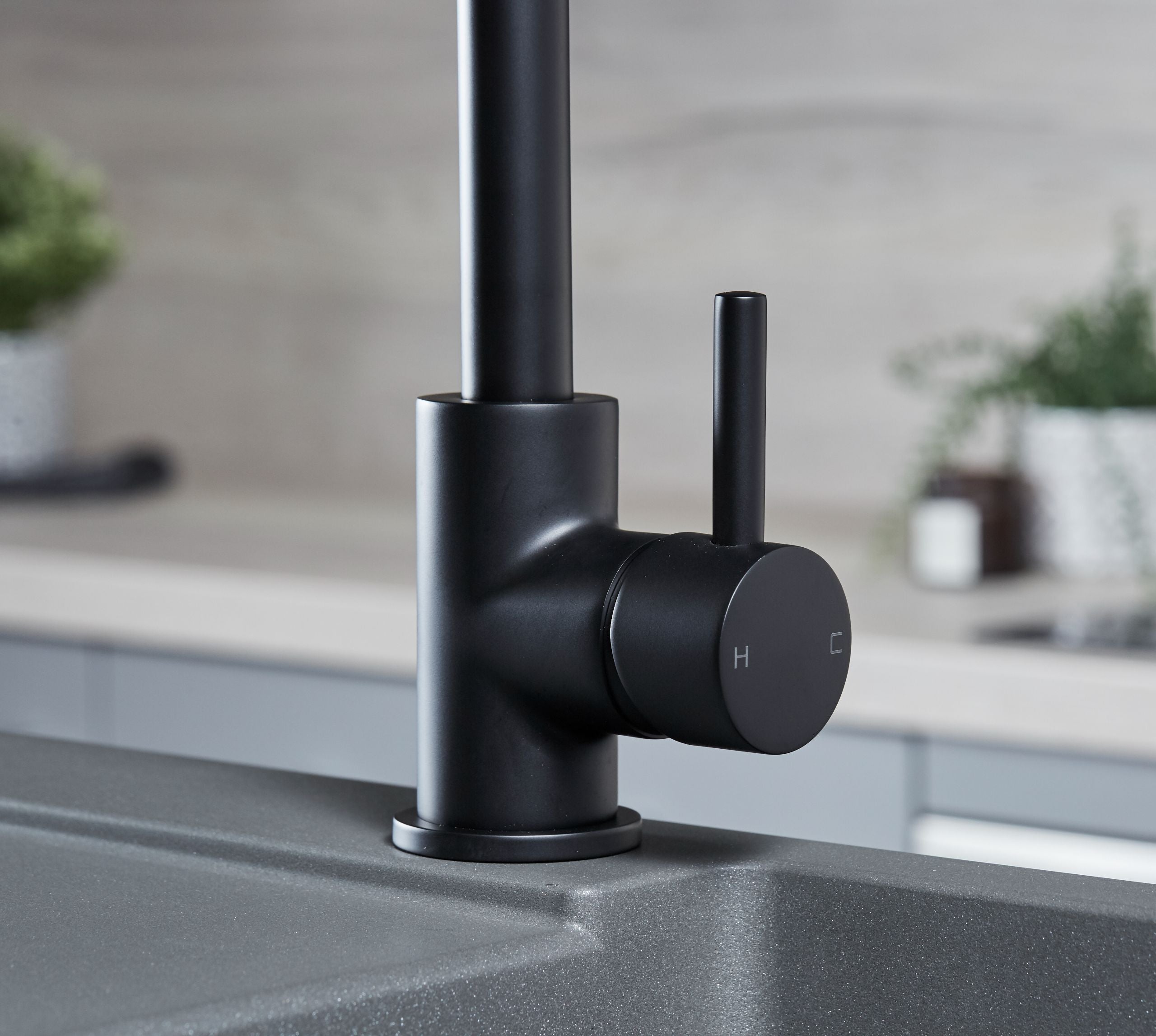 Elera D Single Lever D Shaped Mono Bloc Tap - Matt Black