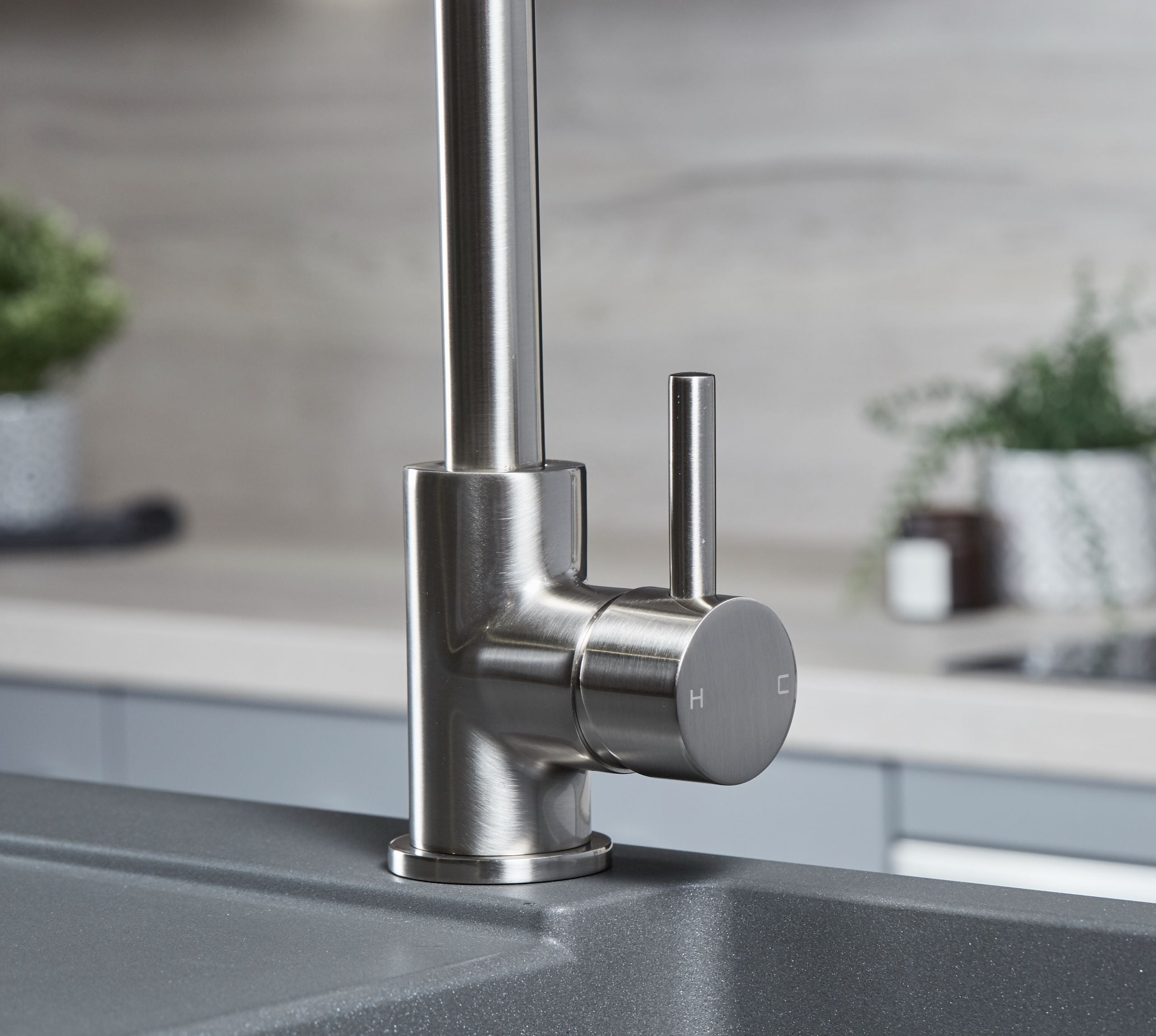 Elera D Single Lever D Shaped Mono Bloc Tap - Brushed Nickel