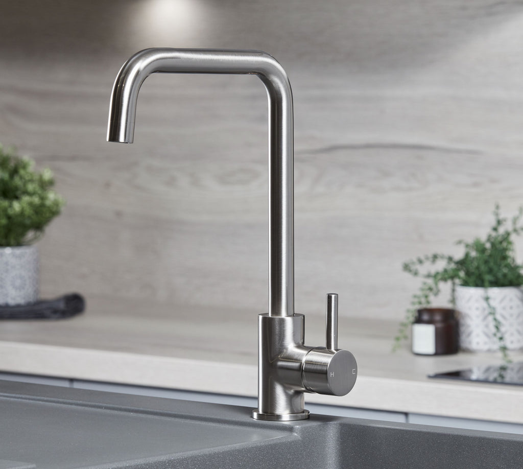 Elera D Single Lever D Shaped Mono Bloc Tap - Brushed Nickel