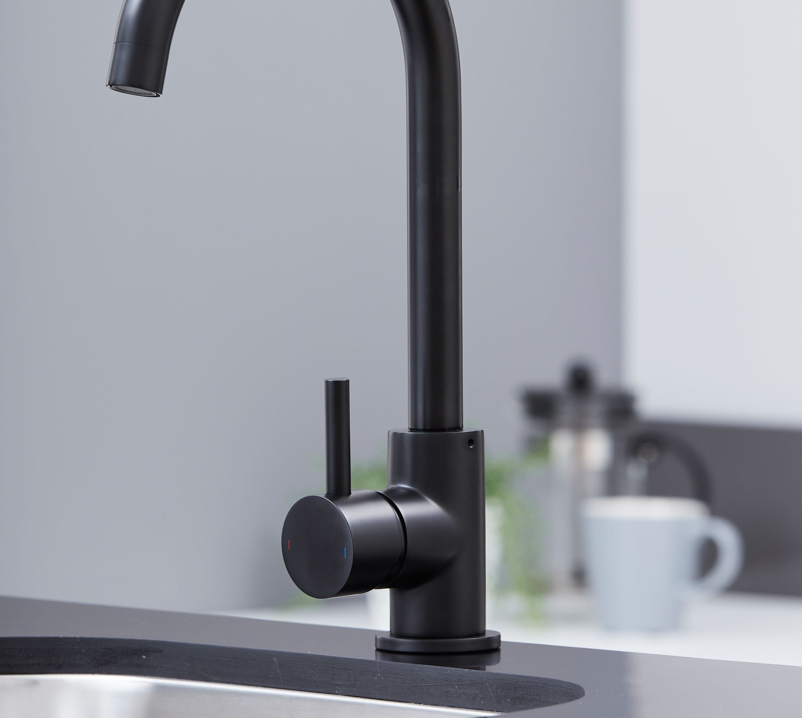 Elera Single lever Swan Neck Mono Bloc Tap - Matt Black