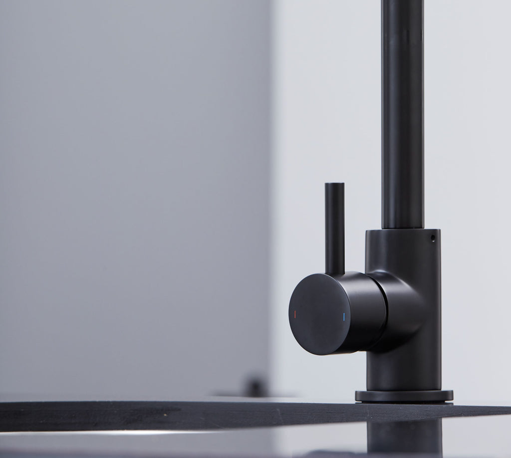 Elera Single lever Swan Neck Mono Bloc Tap - Matt Black