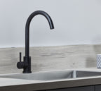 Elera Single lever Swan Neck Mono Bloc Tap - Matt Black