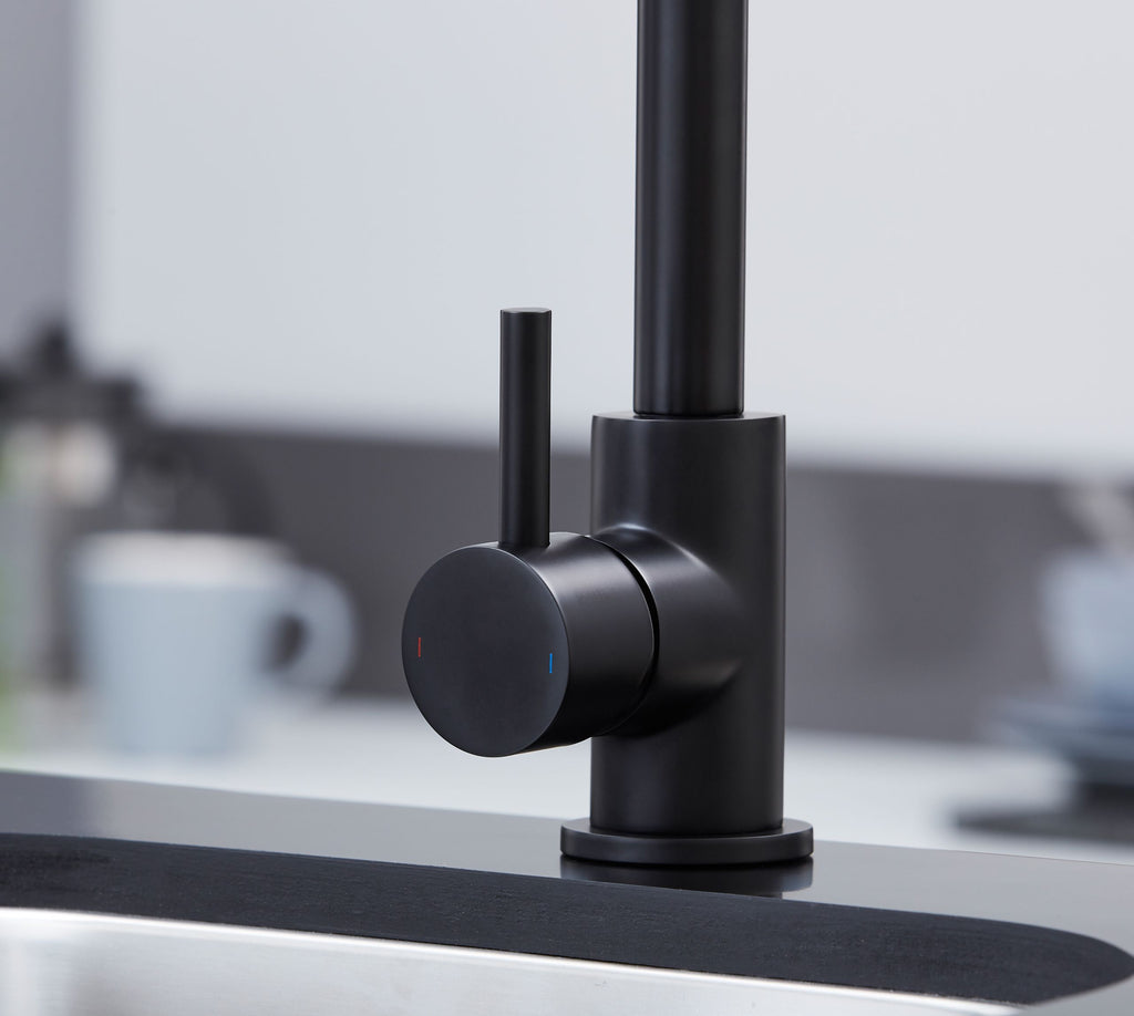 Elera Single lever Swan Neck Mono Bloc Tap - Matt Black