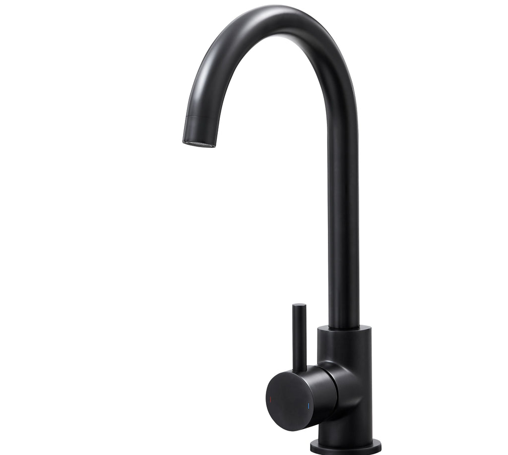 Elera Single lever Swan Neck Mono Bloc Tap - Matt Black