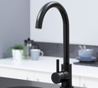Elera Single lever Swan Neck Mono Bloc Tap - Matt Black