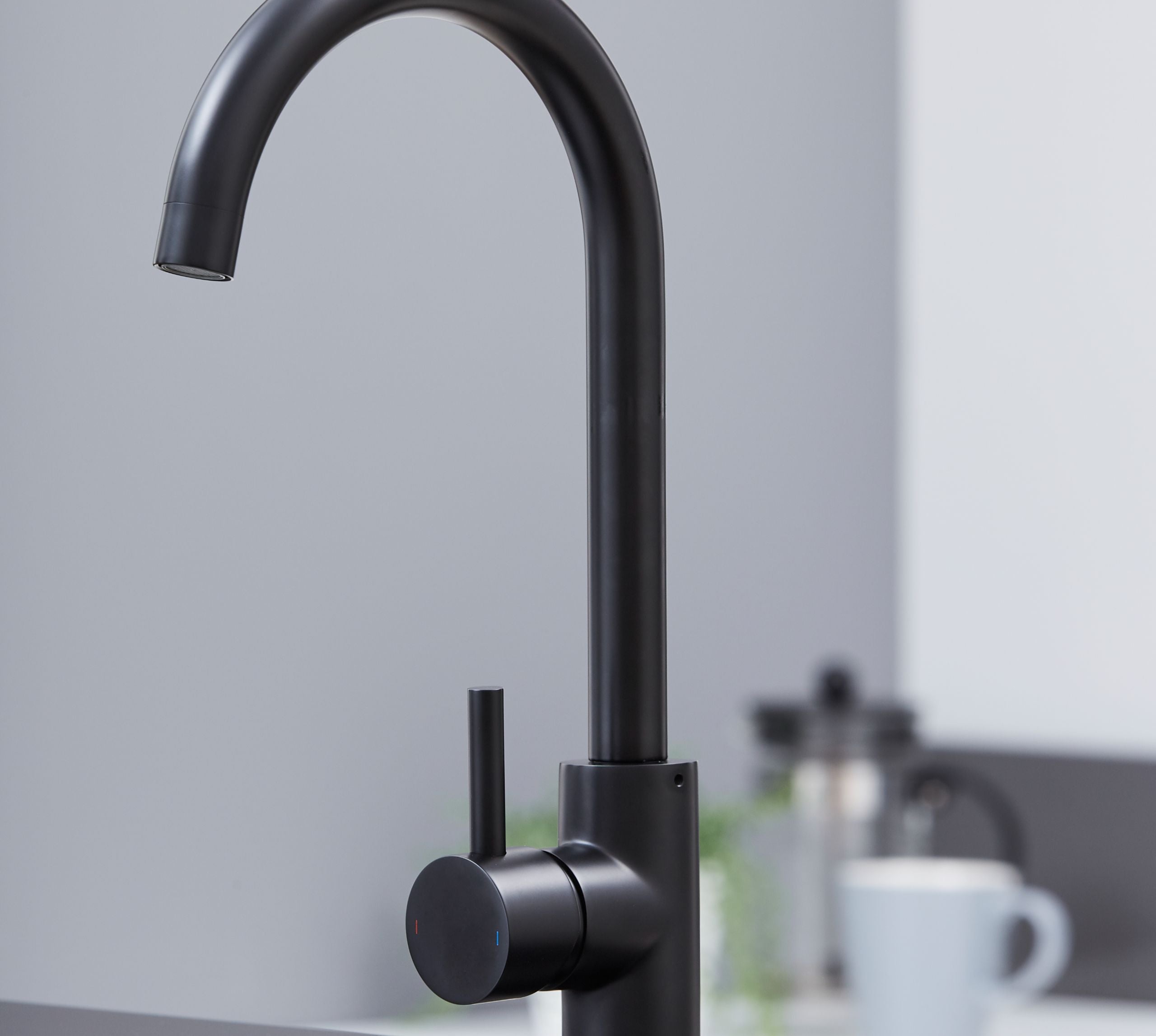 Elera Single lever Swan Neck Mono Bloc Tap - Matt Black