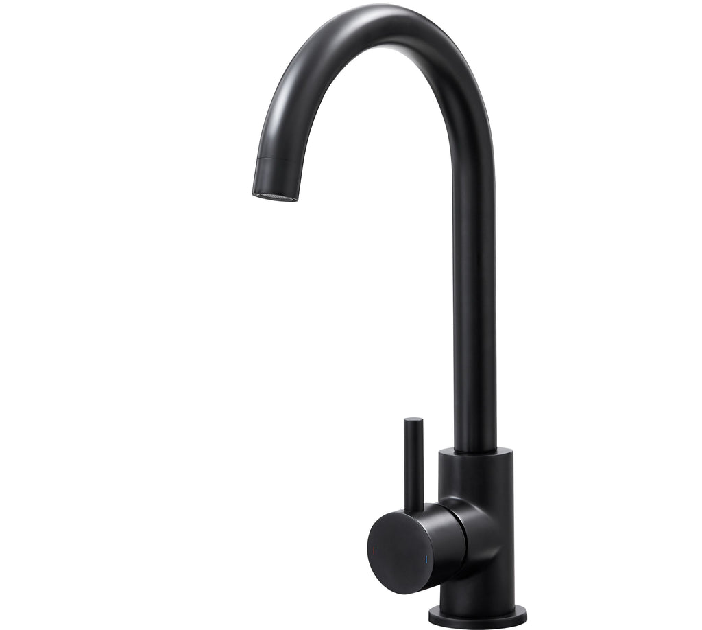Elera Single lever Swan Neck Mono Bloc Tap - Matt Black