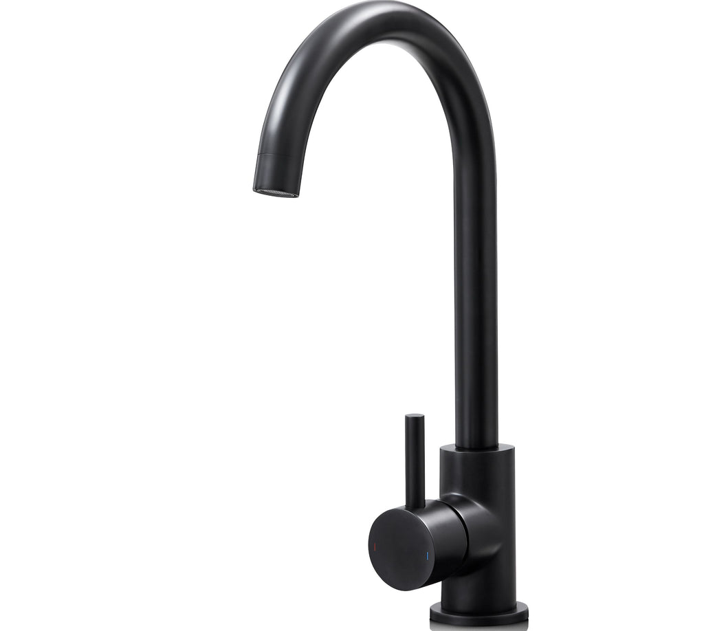 Elera Single lever Swan Neck Mono Bloc Tap - Matt Black