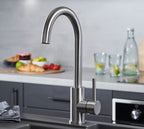 Elera Single Lever Swan Neck Mono Bloc Tap - Brushed Nickel