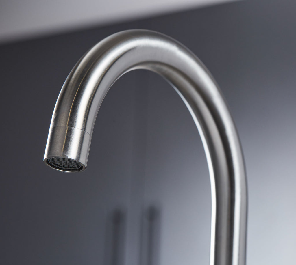 Elera Single Lever Swan Neck Mono Bloc Tap - Brushed Nickel