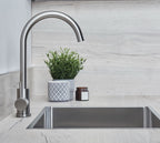 Elera Single Lever Swan Neck Mono Bloc Tap - Brushed Nickel