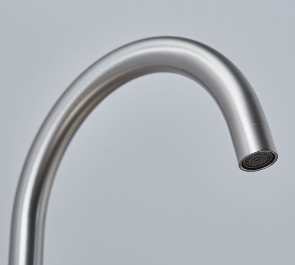 Elera Single Lever Swan Neck Mono Bloc Tap - Brushed Nickel