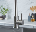 Elera Single Lever Swan Neck Mono Bloc Tap - Brushed Nickel