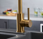 Elera Single Lever Swan Neck Mono Bloc Tap - Brushed Brass