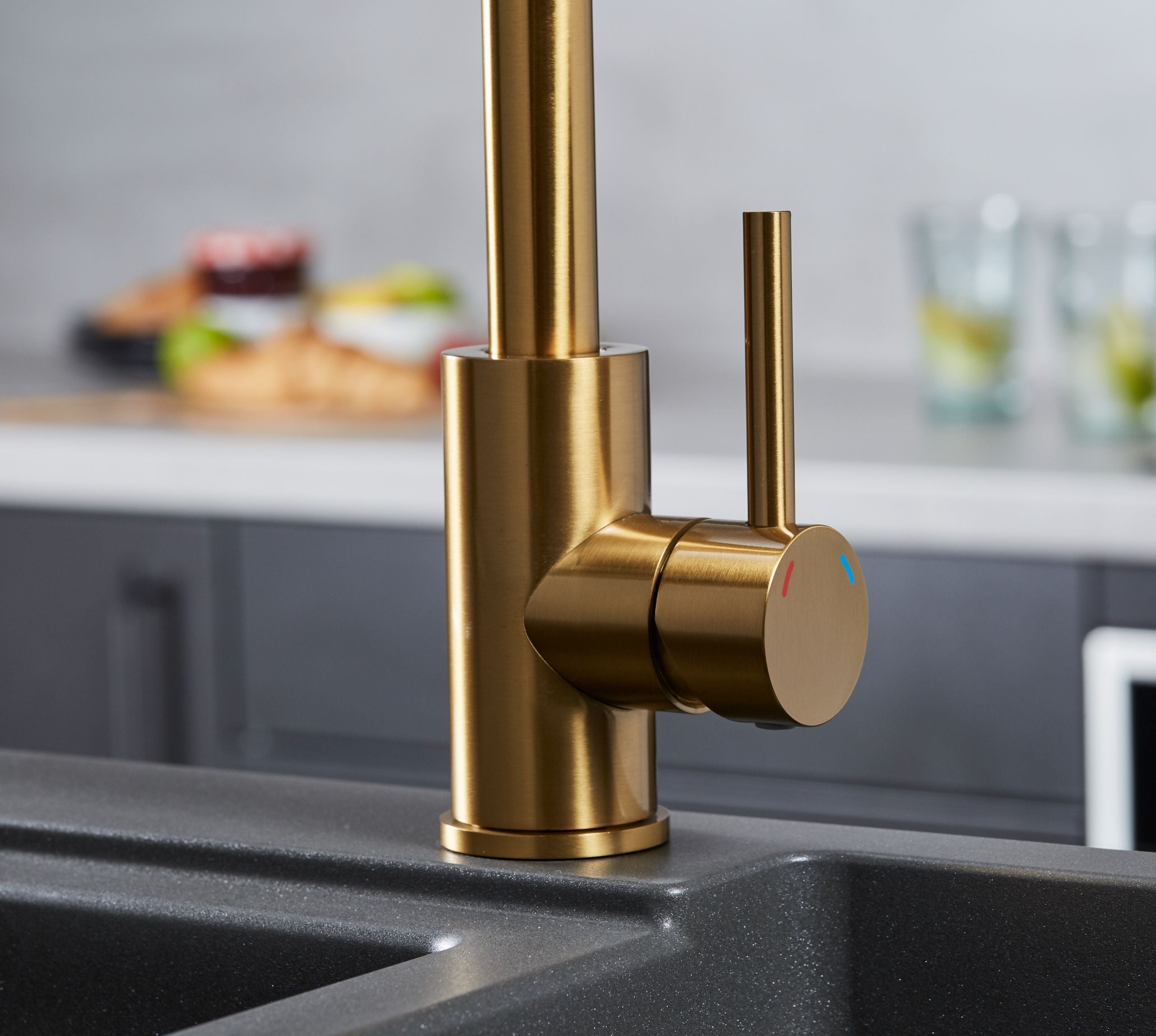 Elera Single Lever Swan Neck Mono Bloc Tap - Brushed Brass